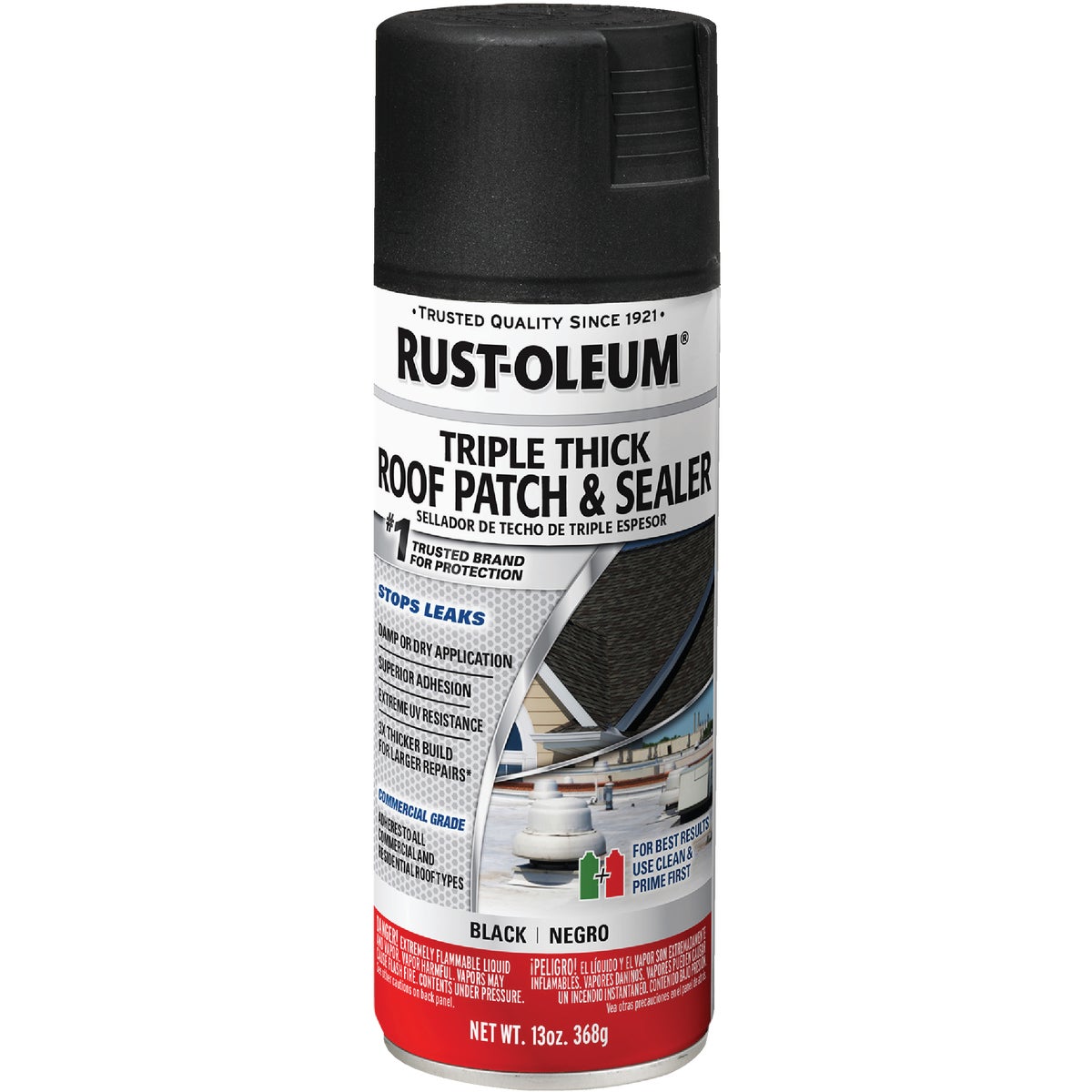 Rust-Oleum 13 Oz. Roofing Triple Thick Roof Patch & Sealer Black Spray