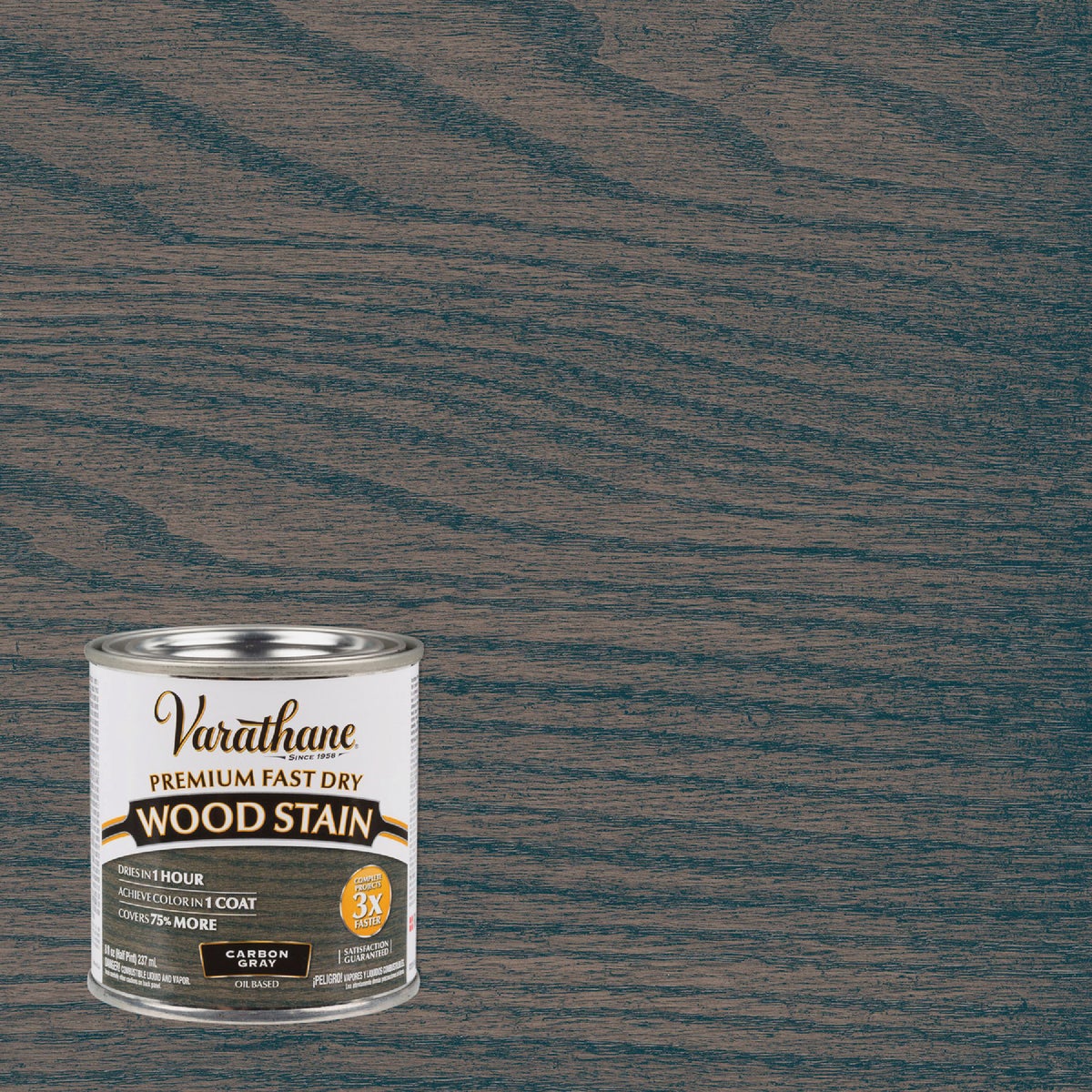 Varathane Fast Dry Carbon Gray Urethane Modified Alkyd Interior Wood Stain, 1/2 Pt.