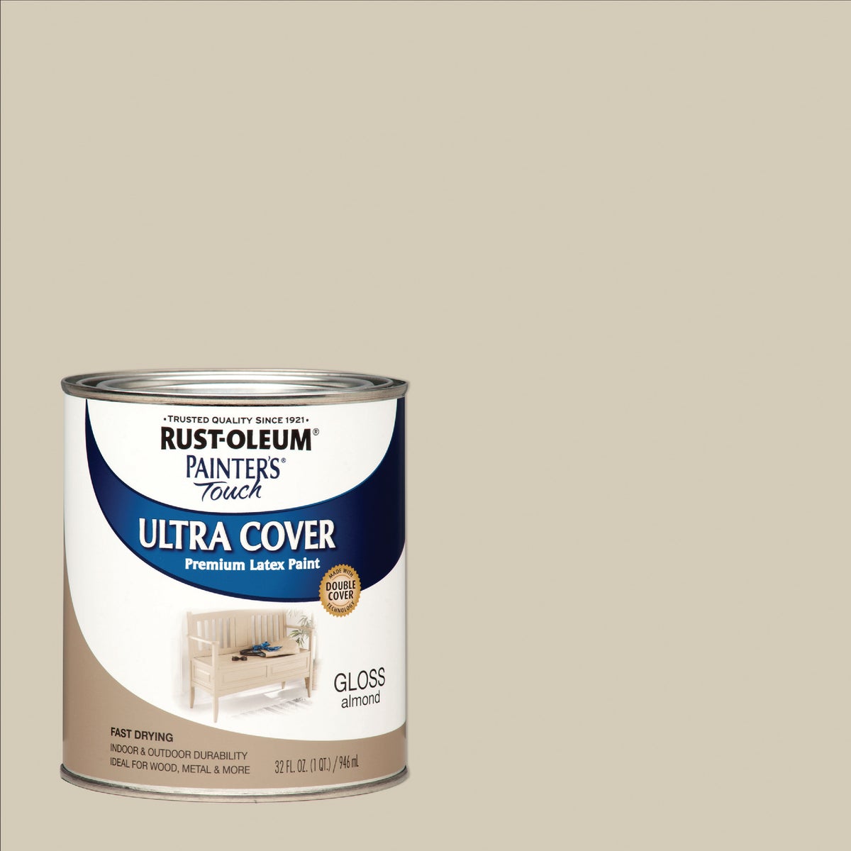 Rust-Oleum Painter's Touch 2X Ultra Cover Premium Latex Paint, Gloss Almond, 1 Qt.