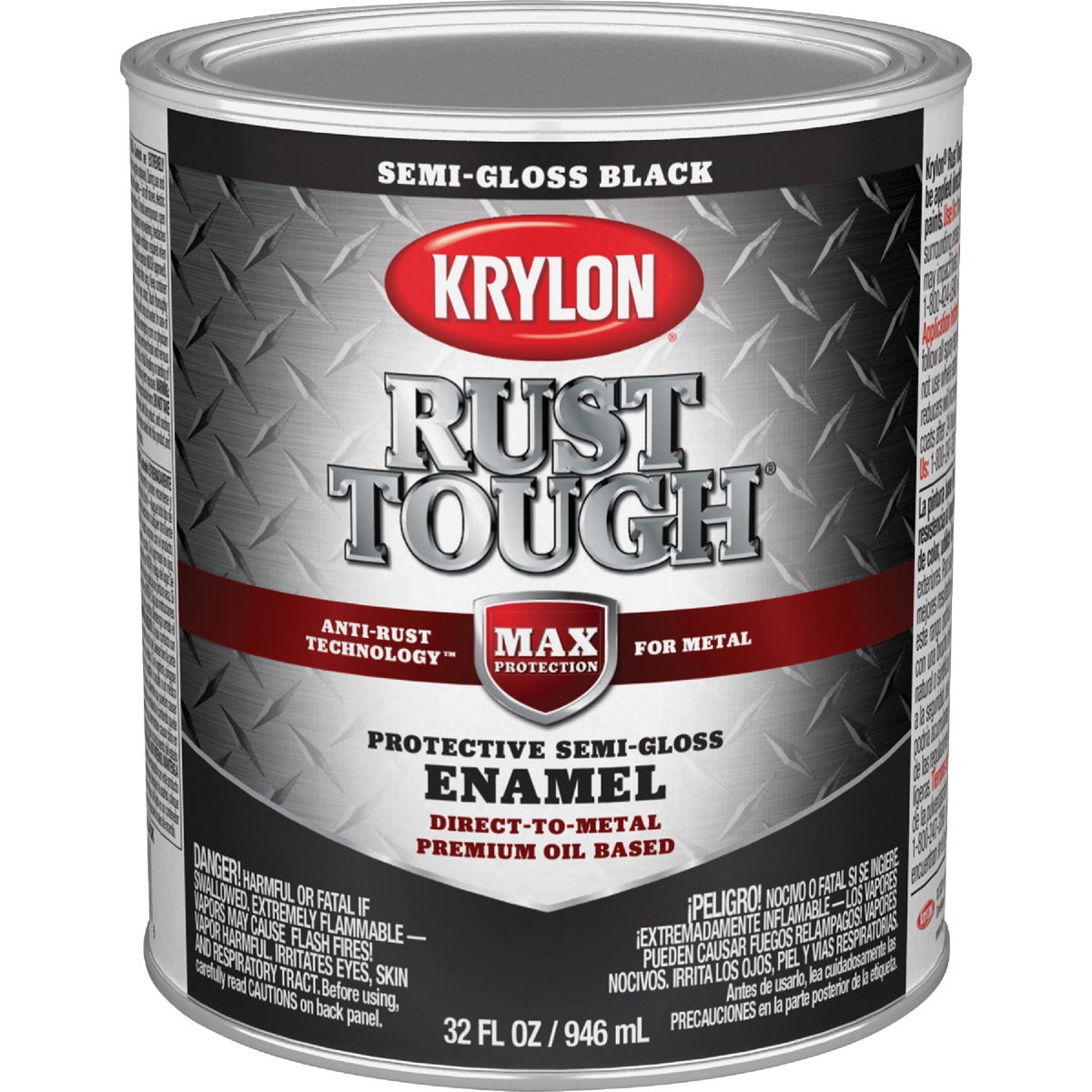 Krylon Rust Tough Oil-Based Semi-Gloss Rust Control Enamel, Black, 1 Qt.