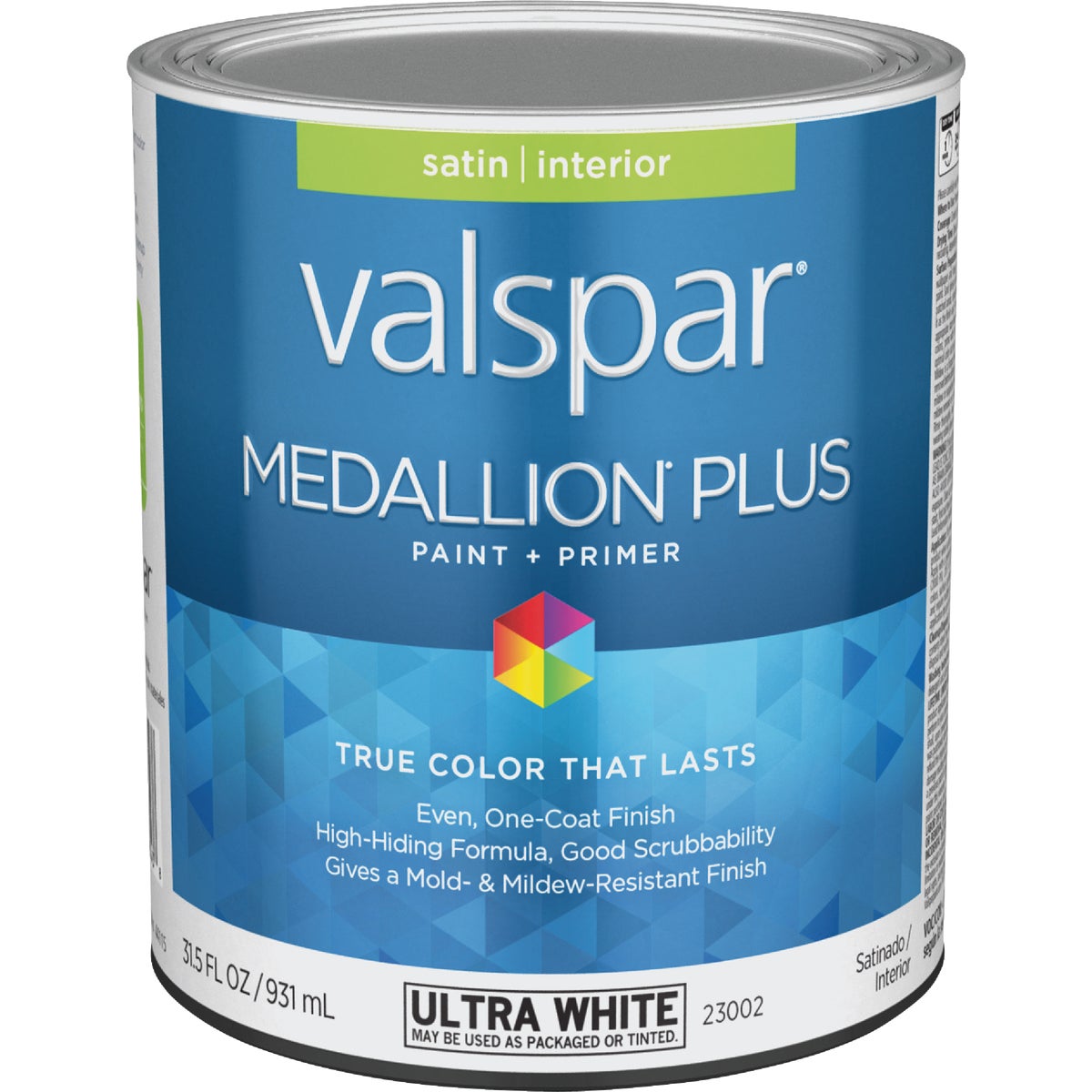  Valspar Medallion Plus Premium Paint & Primer Satin Interior Paint, Ultra White, 1 Qt.