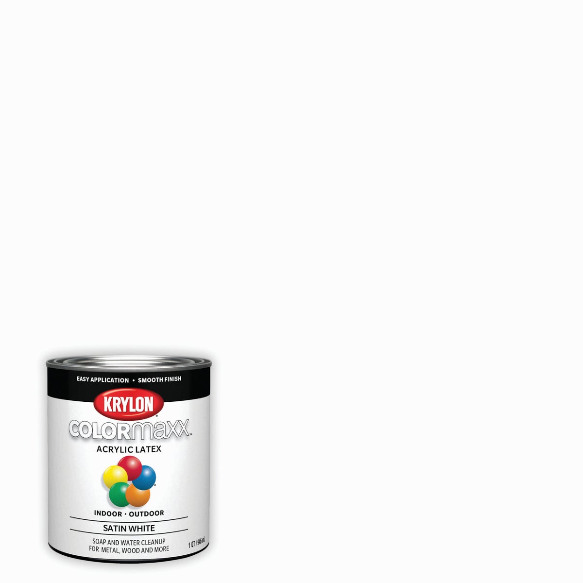 Krylon ColorMaxx Satin Interior/Exterior Wall Paint, White, 1 Qt.