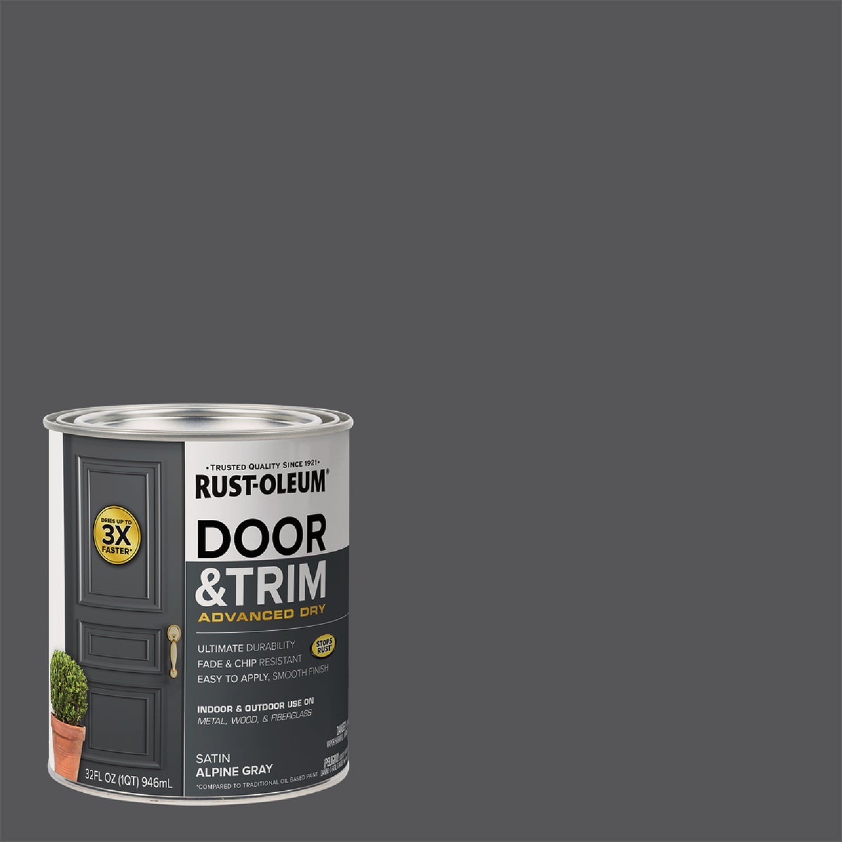 Rust-Oleum Stops Rust 1 Qt. Satin Alpine Gray Door and Trim Paint