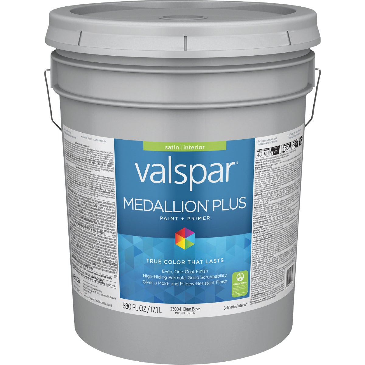  Valspar Medallion Plus Premium Paint & Primer Satin Interior Paint, Ultra White, 5 Gal.