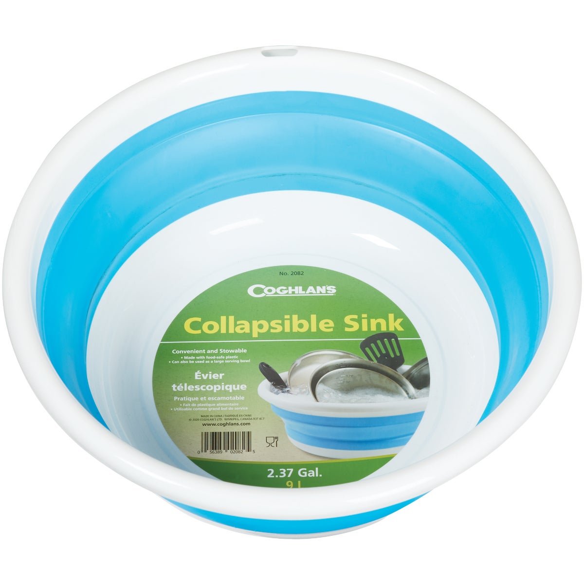 Coghlans 9 L. Blue & White Plastic Collapsible Sink