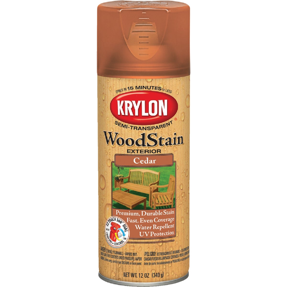 Krylon 12 Oz. Exterior Semi-Transparent Wood Stain Spray, Cedar