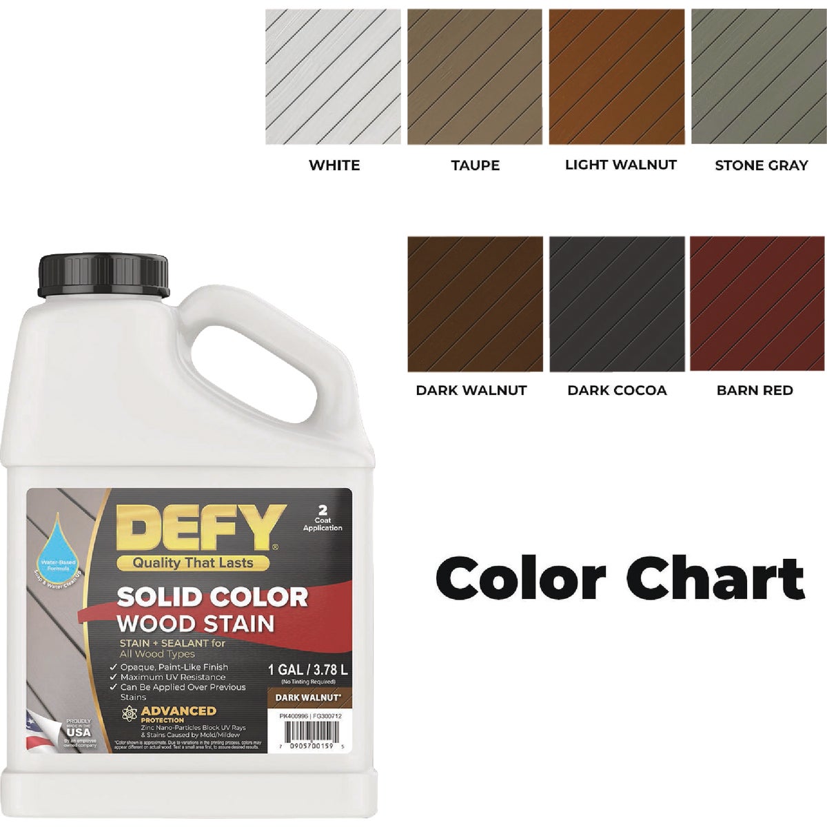 Defy Solid Color Wood Stain, Dark Cocoa, 1 Gal.