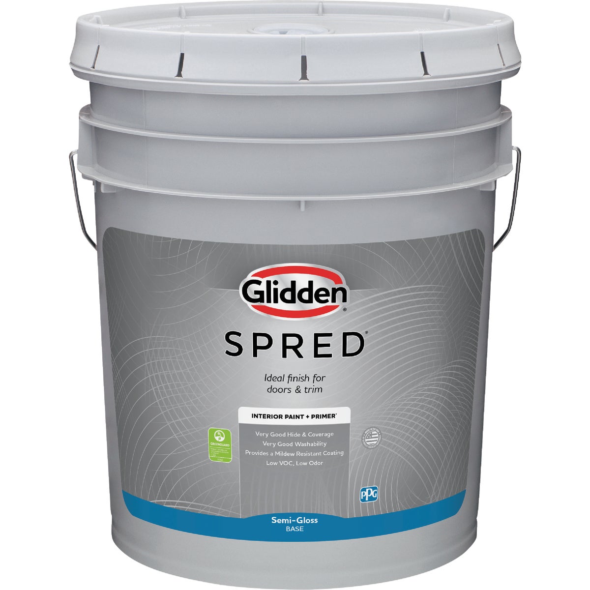 Glidden Spred Interior Paint + Primer Semi-Gloss White Pastel Base 5 Gallon