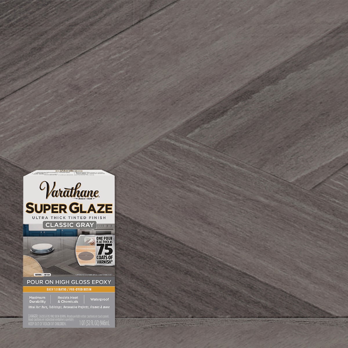 Varathane 1 Qt. Super Glaze Pour-On High Gloss Classic Gray Epoxy Resin