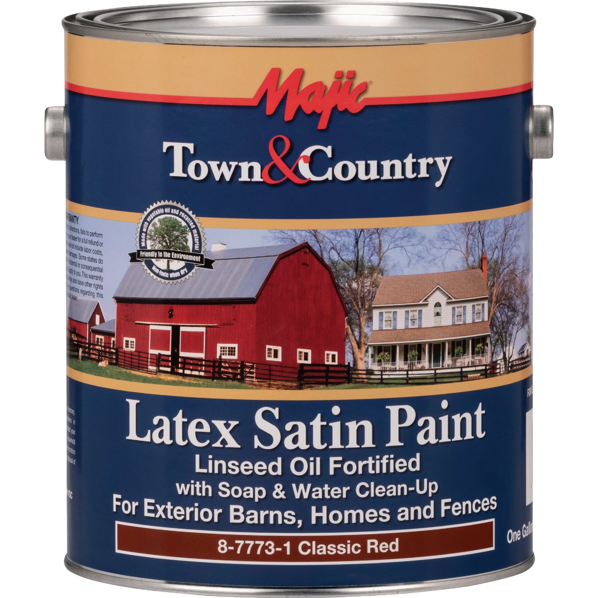 MAJIC Town & Country Exterior Latex Satin Paint, Classic Red, 1 Gal.