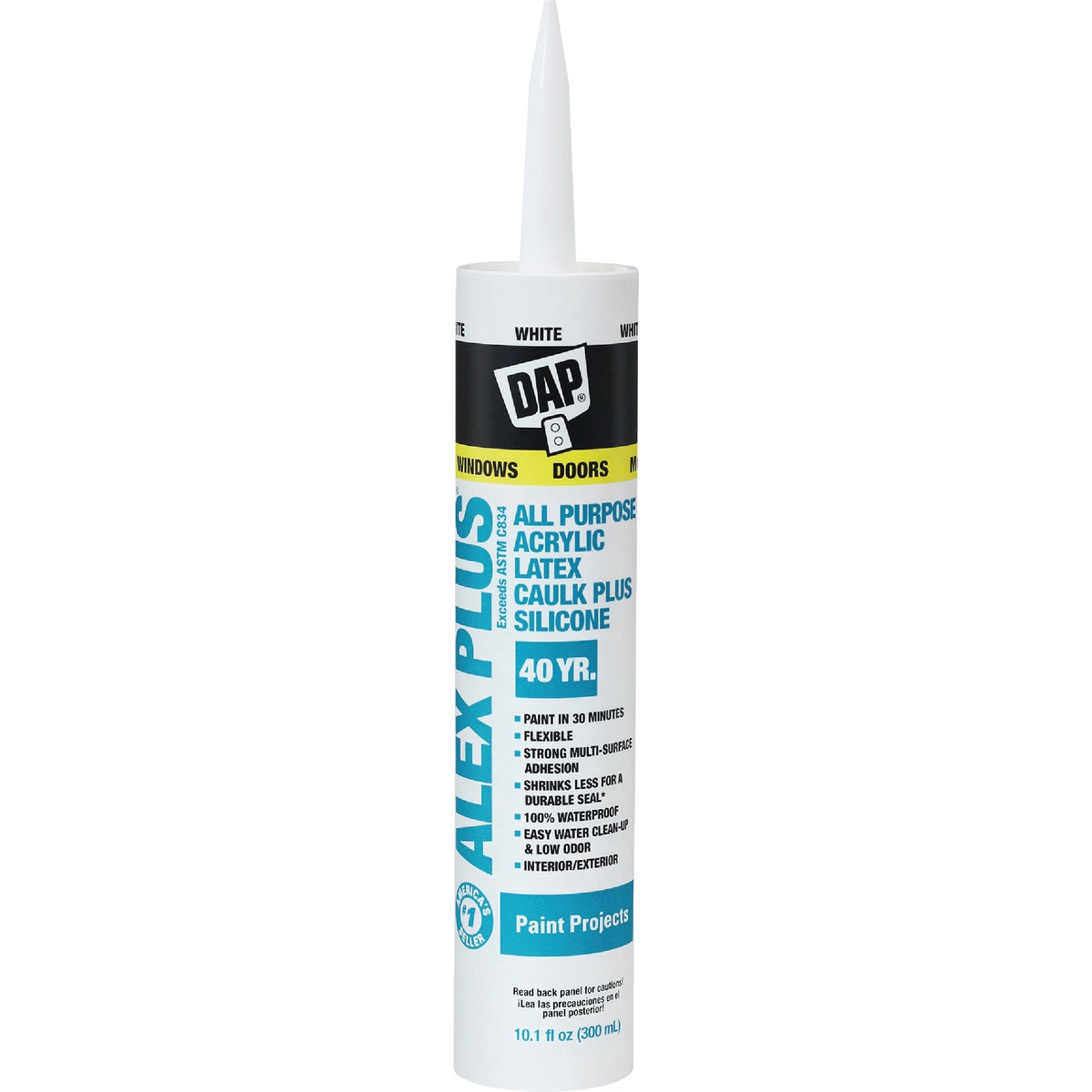 Dap Alex Plus 10.1 Oz. All Purpose White Siliconized Acrylic Latex Caulk