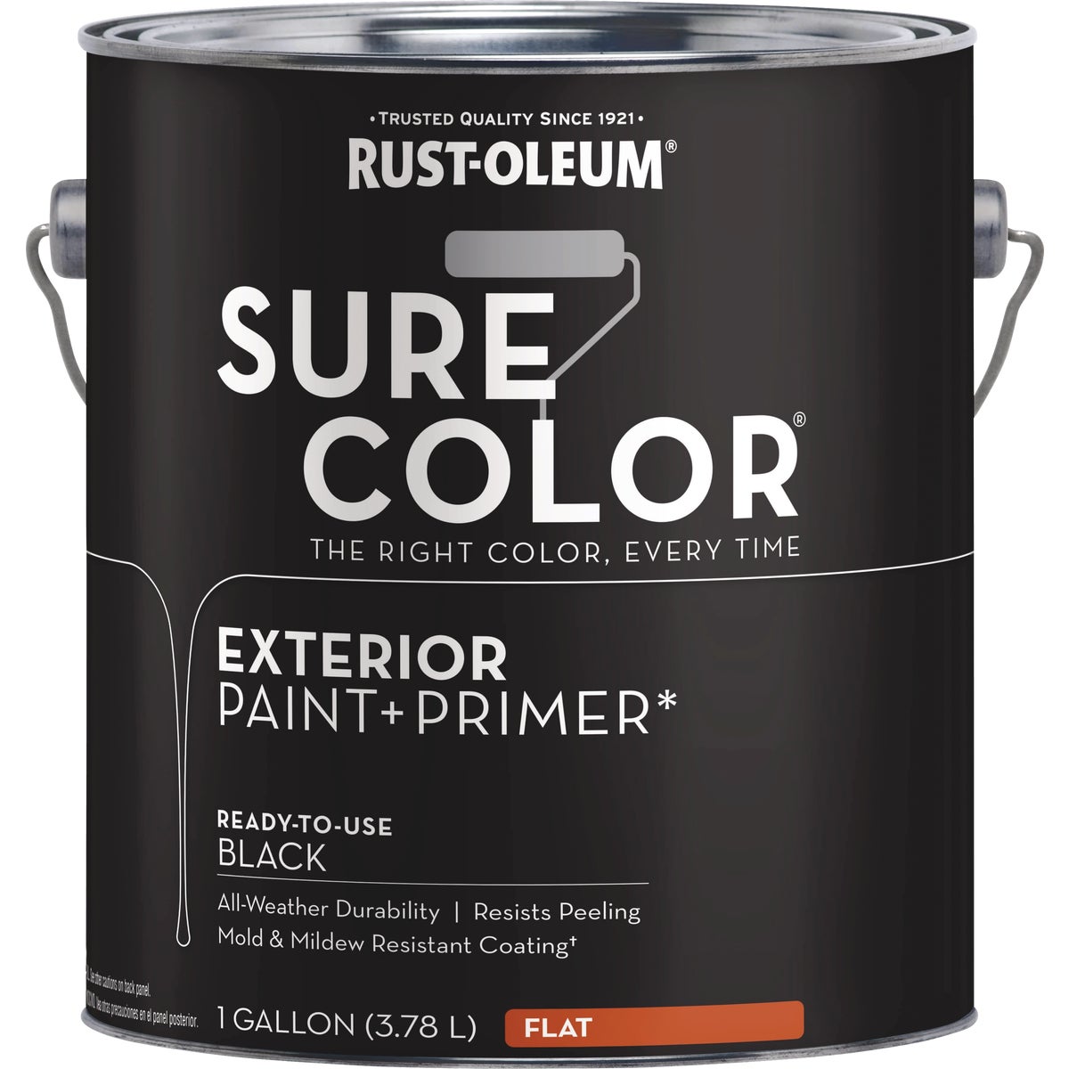 Rust-Oleum Sure Color Exterior Paint and Primer, Black, Flat, 1 Gal