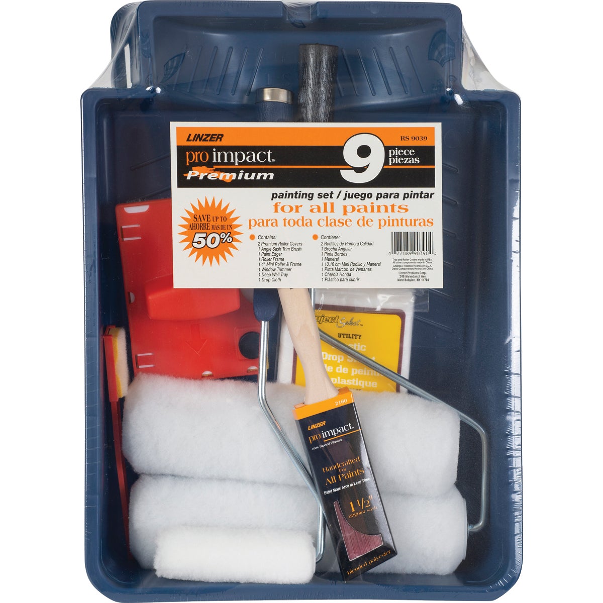 Linzer Pro Impact 9 In. 3/8 In. Woven Roller & Tray Set (9-Piece)