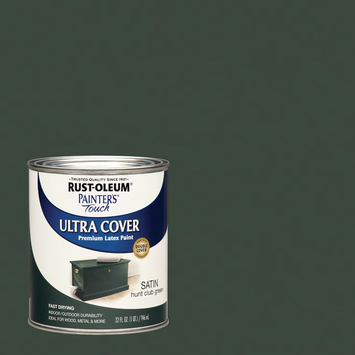 Rust-Oleum Painter's Touch 2X Ultra Cover Premium Latex Paint, Satin Hunt Club Green, 1 Qt.