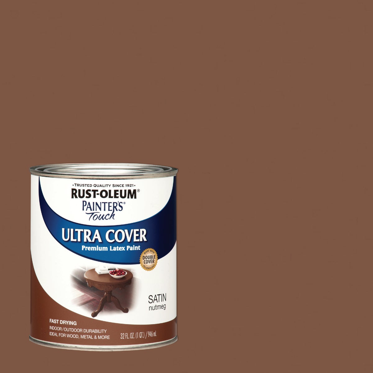 Rust-Oleum Painter's Touch 2X Ultra Cover Premium Latex Paint, Satin Nutmeg, 1 Qt.