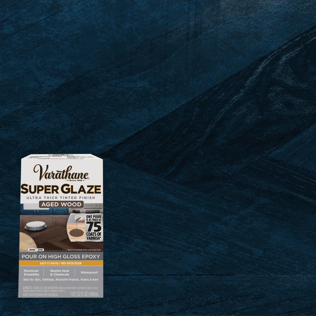 Varathane 1 Qt. Super Glaze Pour-On High Gloss Metallic Blue Epoxy Resin