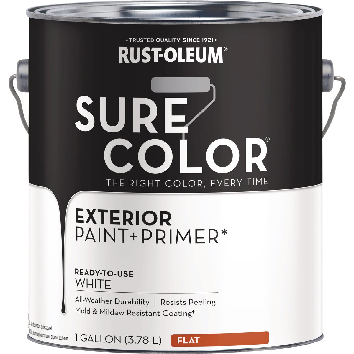 Rust-Oleum Sure Color Exterior Paint and Primer, White, Flat, 1 Gal
