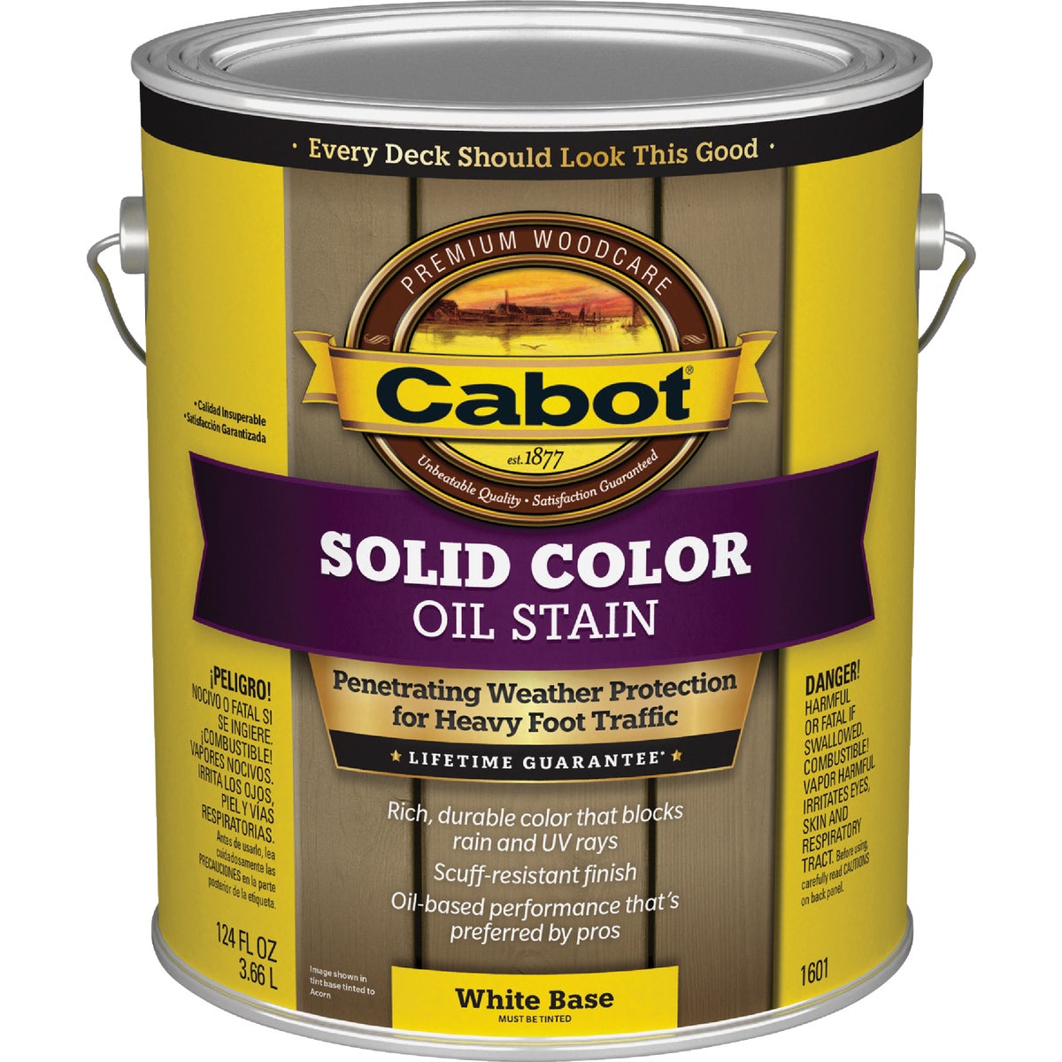 Cabot Solid Color Oil Deck Stain, 1601 White Base, 1 Gal.