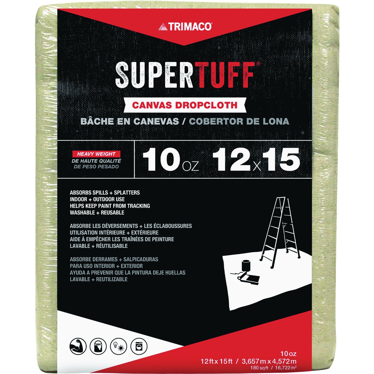 Trimaco SuperTuff 10 Oz. 12 Ft. x 15 Ft. Heavyweight Canvas Drop Cloth