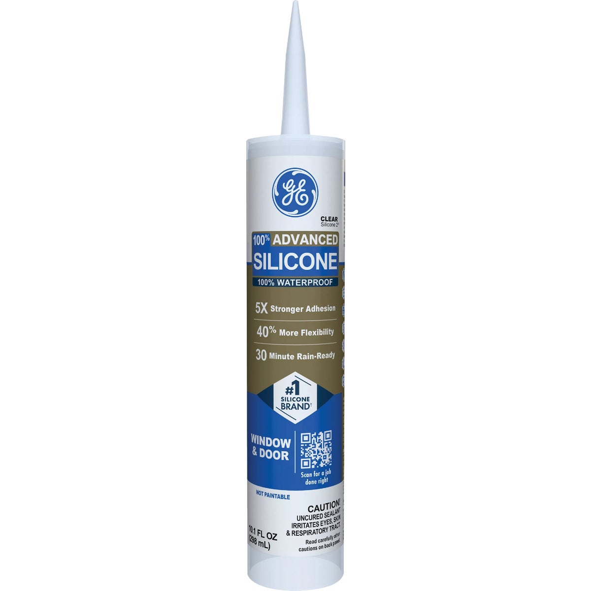 GE Advanced Silicone 2 Window & Door Sealant, Clear, 10.1 Oz.
