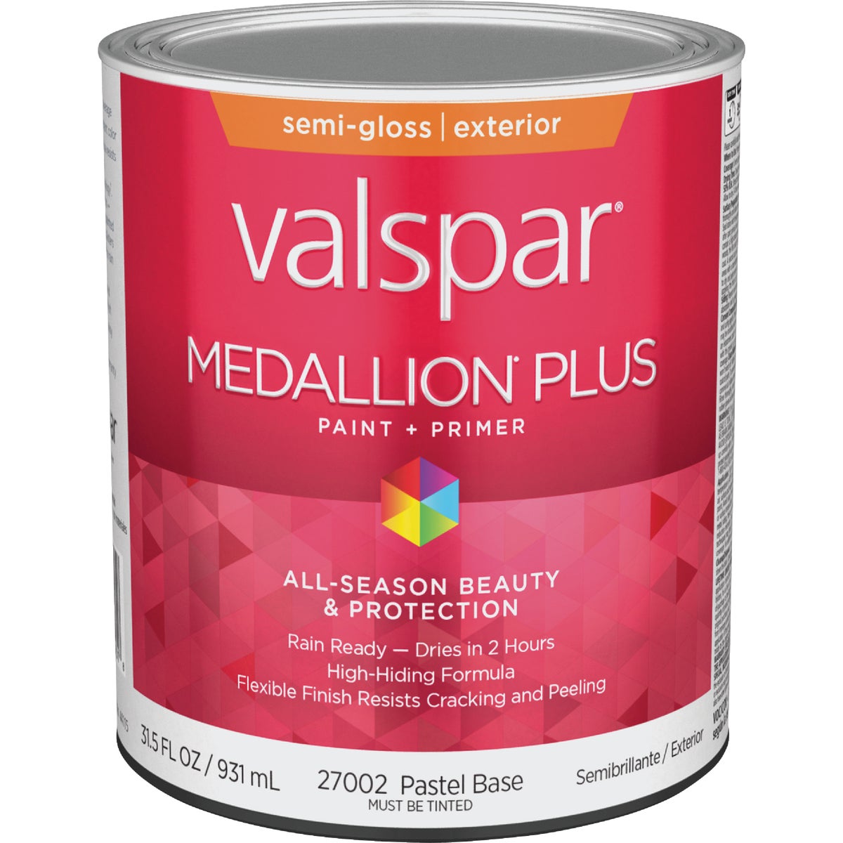 Valspar Medallion Plus Premium Paint & Primer Semi-Gloss Exterior Paint, Pastel Base, 1 Qt.
