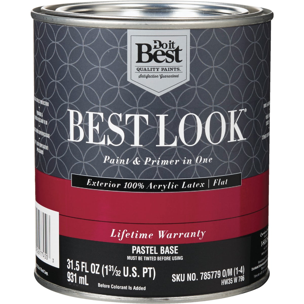 Best Look 100% Acrylic Latex Premium Paint & Primer In One Flat Exterior House Paint, Pastel Base, 1 Qt.