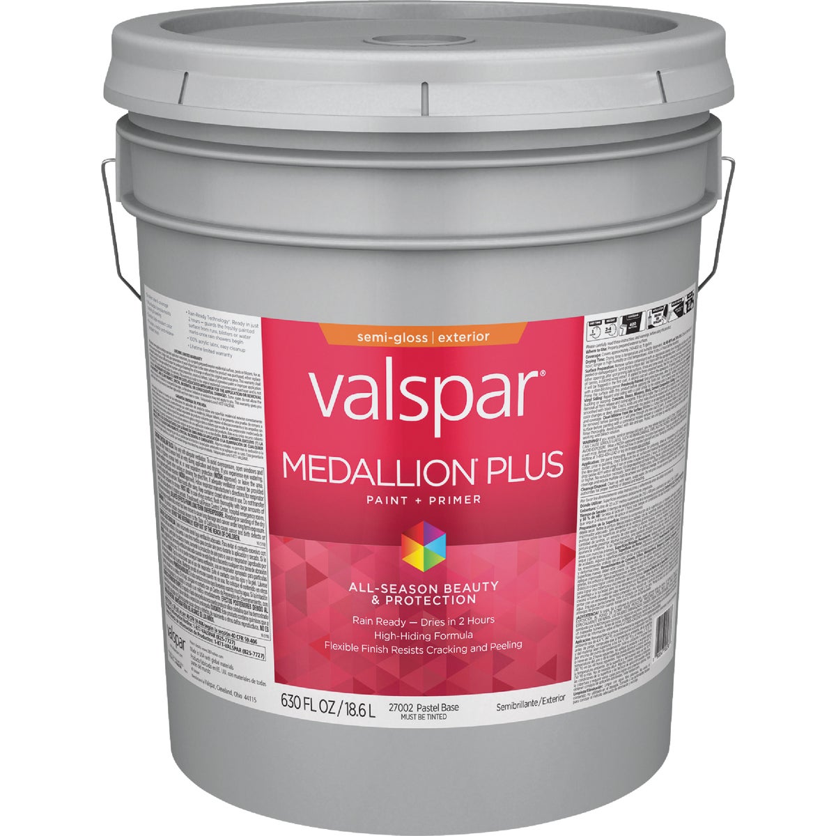 Valspar Medallion Plus Premium Paint & Primer Semi-Gloss Exterior Paint, Pastel Base, 5 Gal.