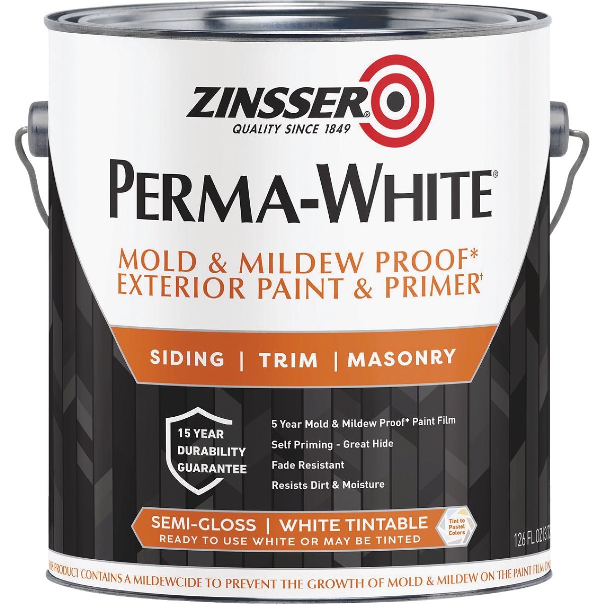 Zinsser Perma-White White-Tintable Semi-Gloss Gallon Mildew Paint