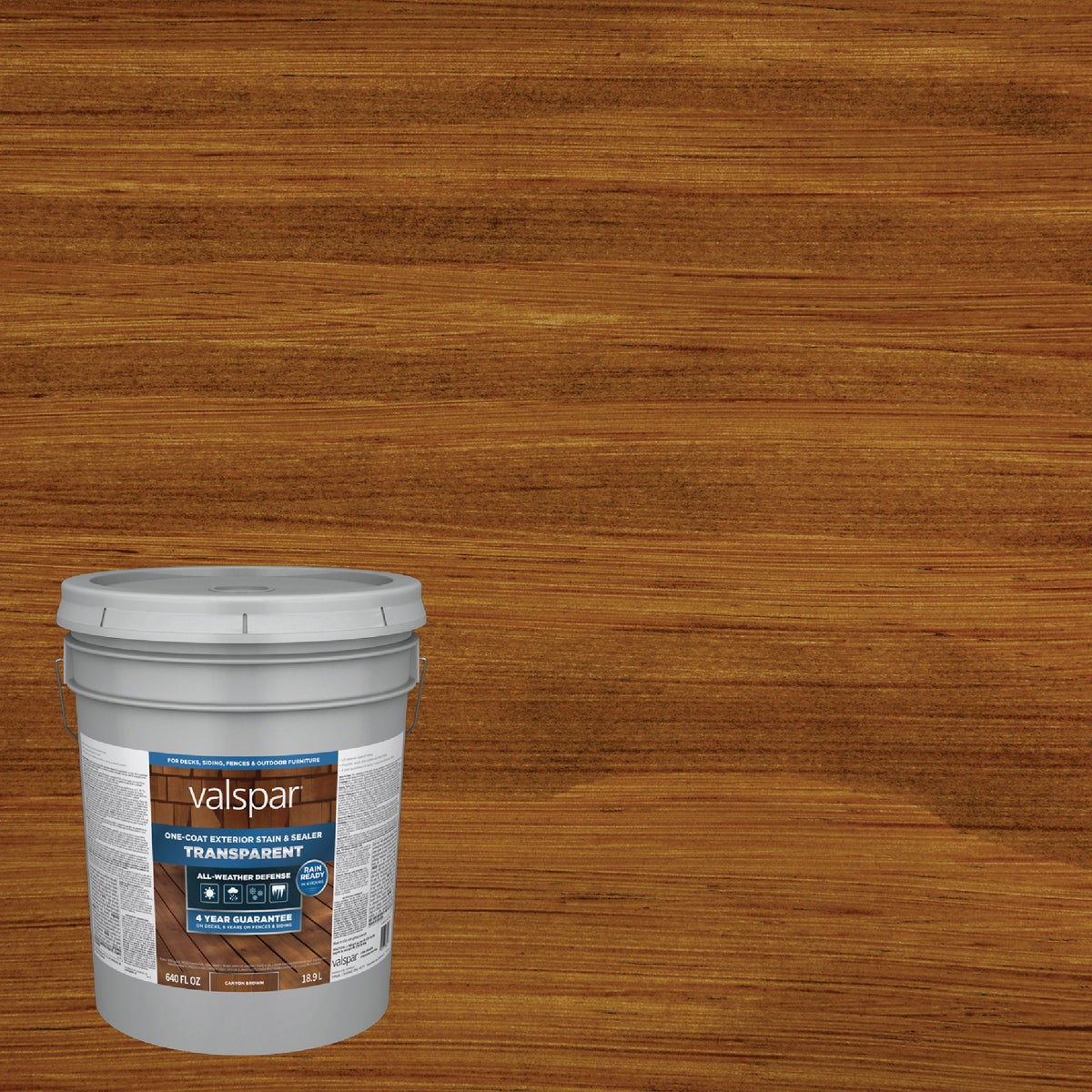Valspar Transparent Deck Stain, Canyon Brown, 5 Gal.