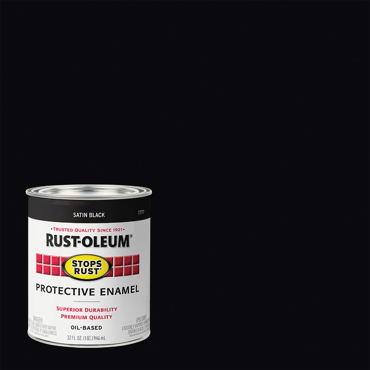 Rust-Oleum Stops Rust Oil Based Satin Protective Rust Control Enamel, Black, 1 Qt.