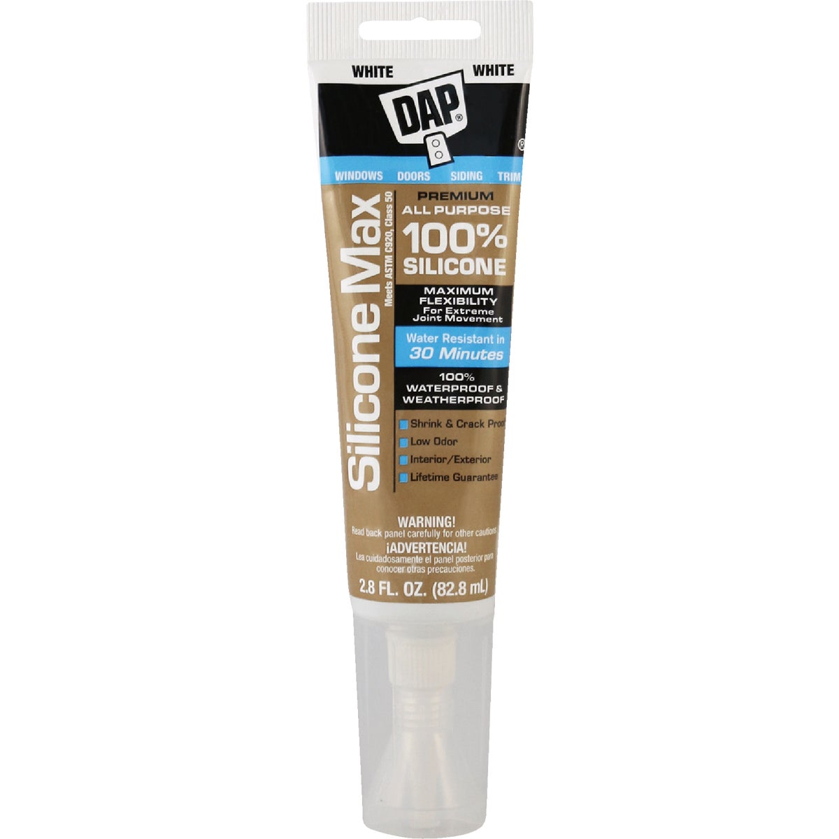 DAP SILICONE MAX 2.8 Oz. White Premium All Purpose 100% Silicone Sealant