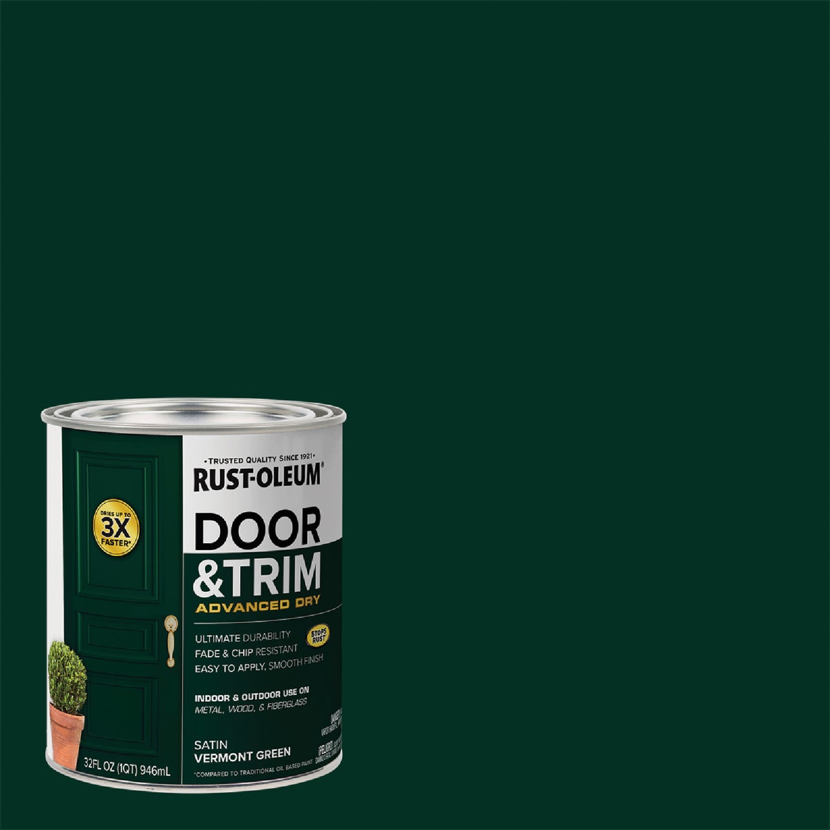 Rust-Oleum Stops Rust 1 Qt. Satin Vermont Green Door and Trim Paint