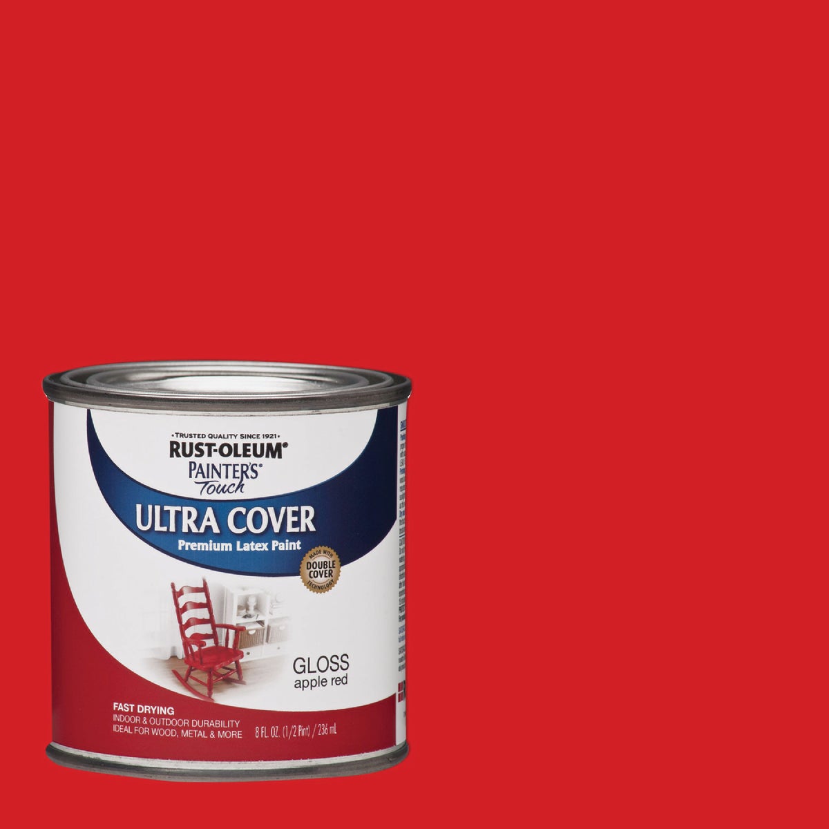 Rust-Oleum Painter's Touch 2X Ultra Cover Premium Latex Paint, Gloss Apple Red, 1/2 Pt.