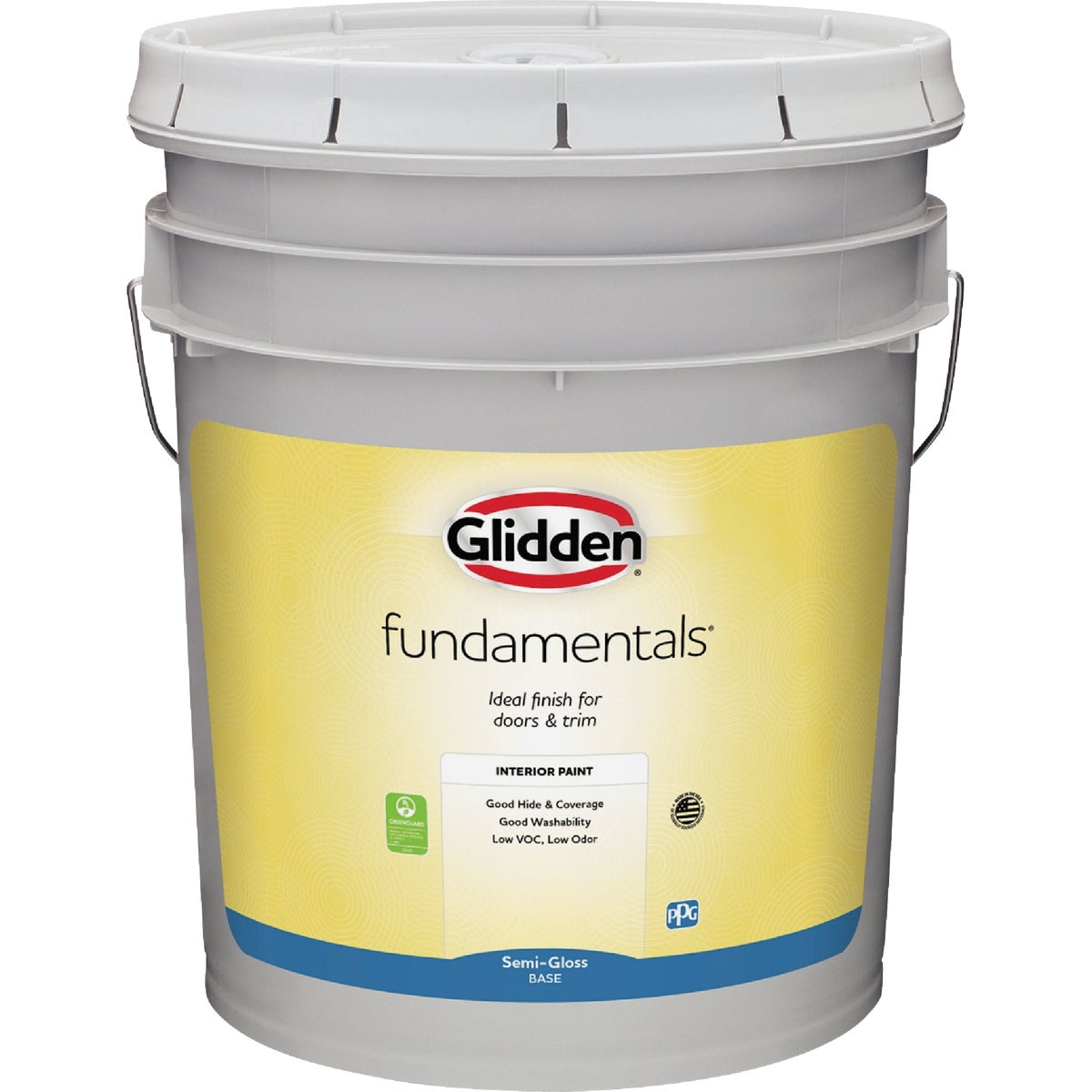 Glidden Fundamentals Interior Paint Semi-Gloss White Pastel Base 5 Gallon