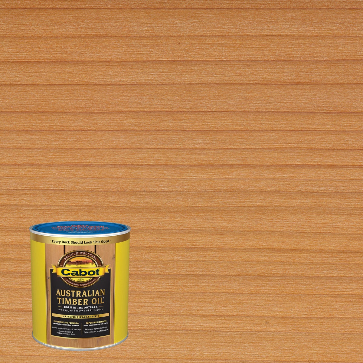 Cabot Australian Timber Oil Water Reducible Translucent Exterior Oil Finish, Amberwood, 1 Qt.