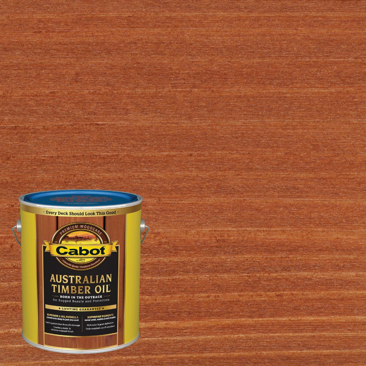 Cabot Australian Timber Oil Water Reducible Translucent Exterior Oil Finish, Mahogany Flame, 1 Gal.