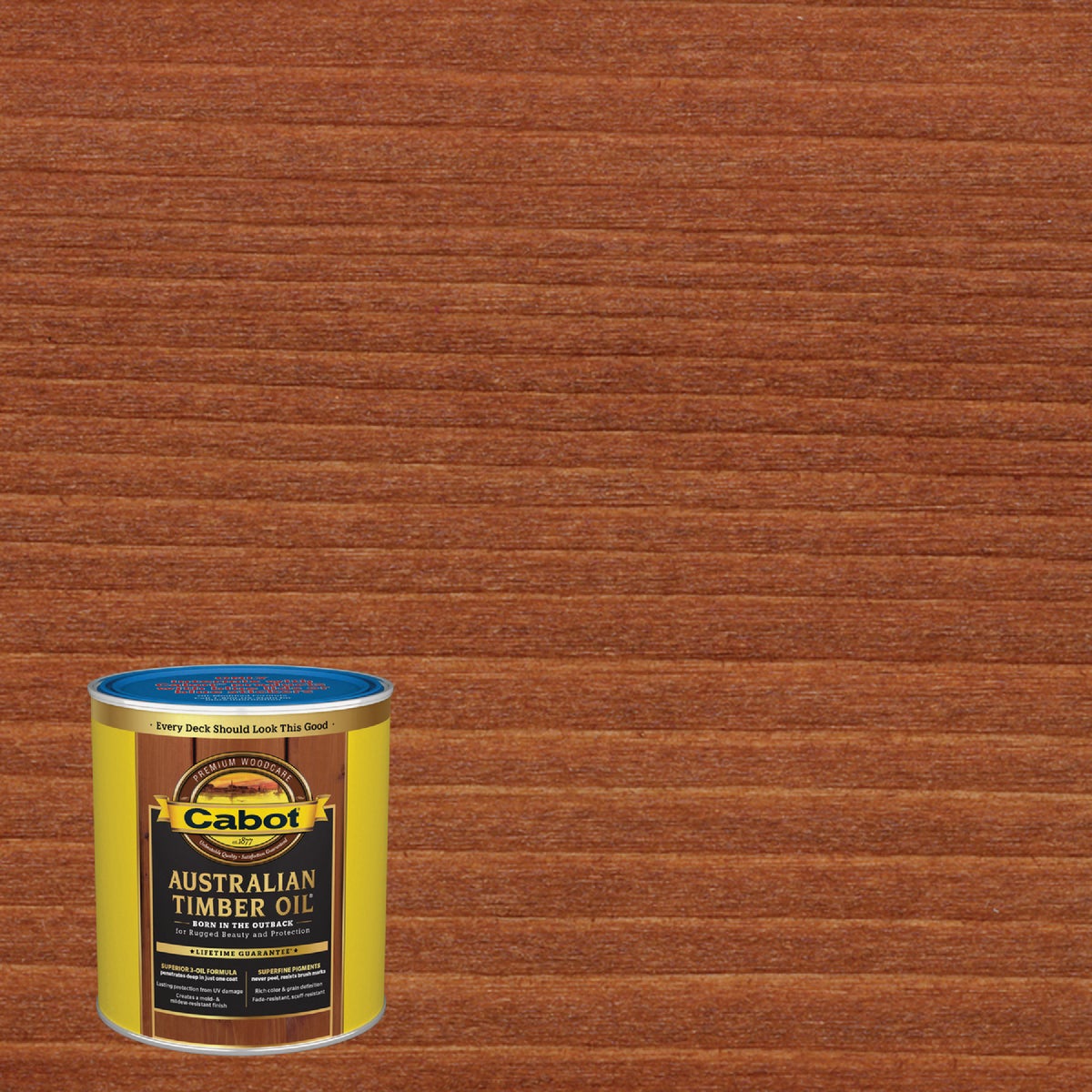 Cabot Australian Timber Oil Water Reducible Translucent Exterior Oil Finish, Jarrah Brown, 1 Qt.