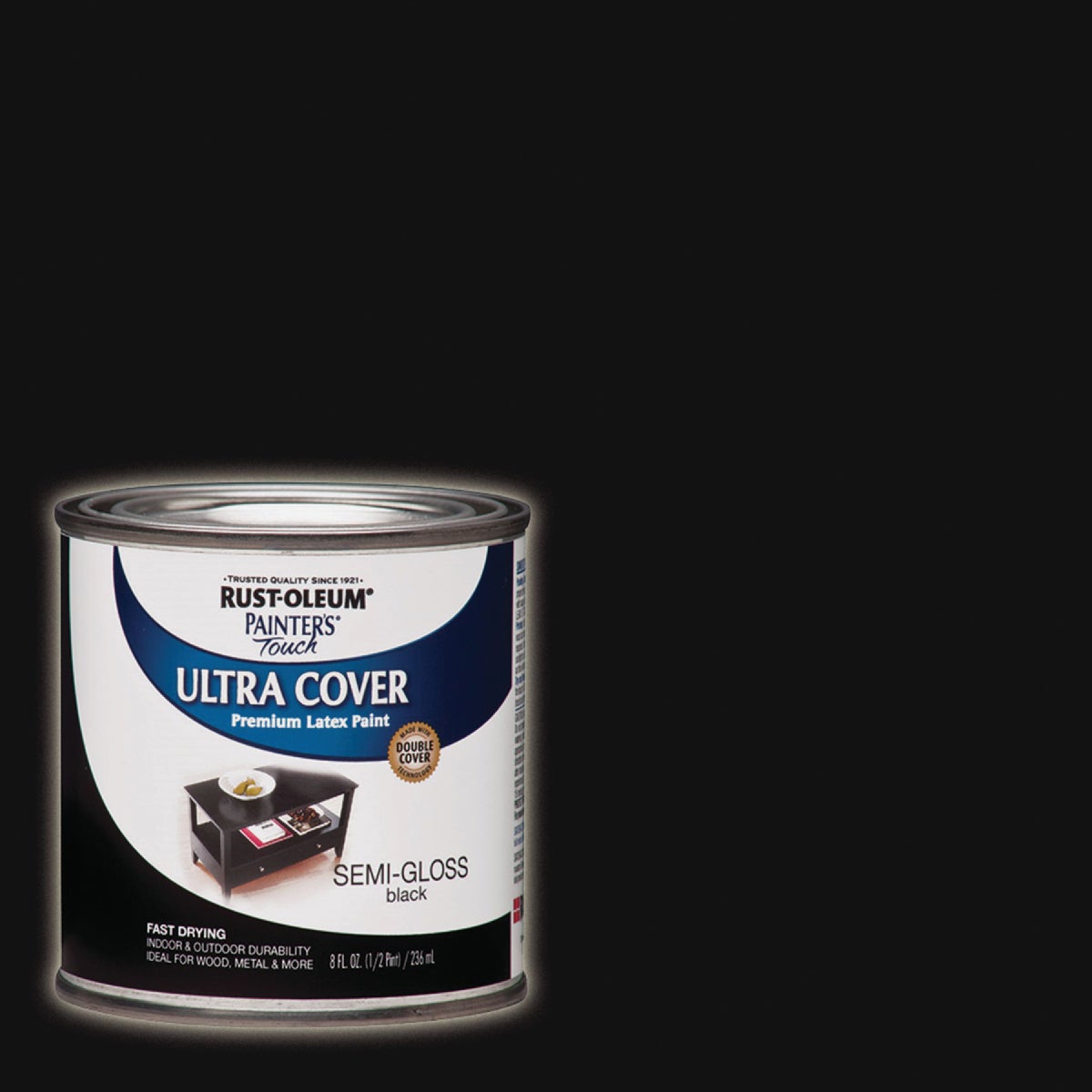 Rust-Oleum Painter's Touch 2X Ultra Cover Premium Latex Paint, Semi-Gloss Black, 1/2 Pt.