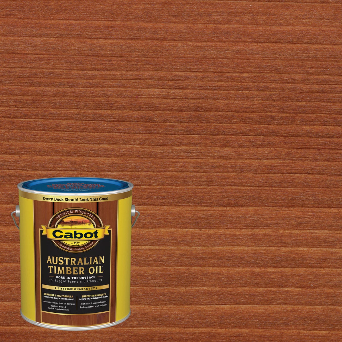 Cabot Australian Timber Oil Water Reducible Translucent Exterior Oil Finish, Jarrah Brown, 1 Gal.