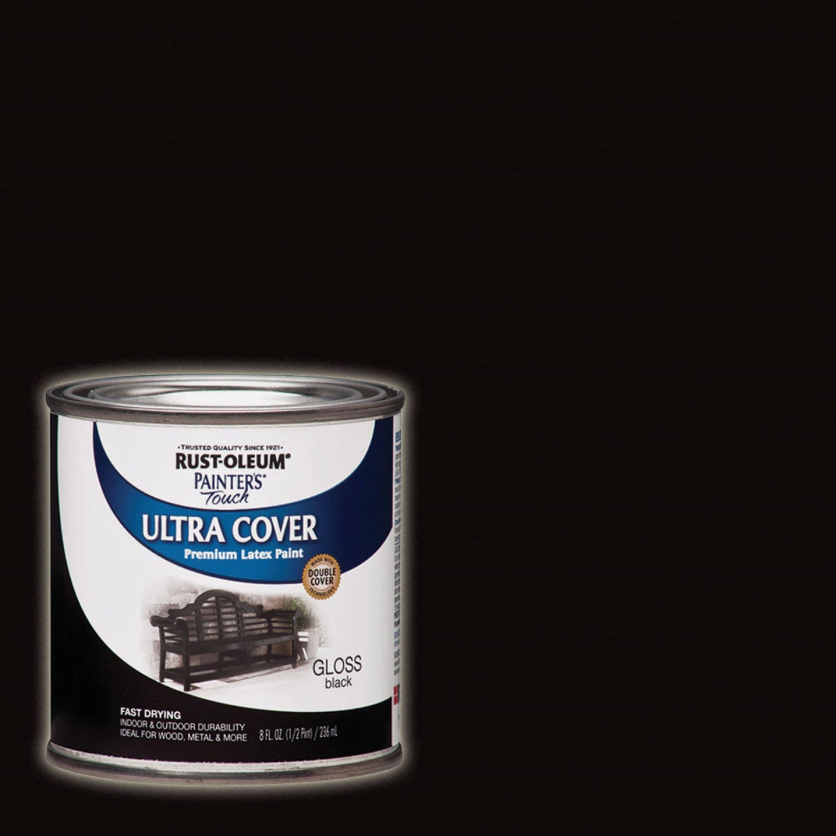 Rust-Oleum Painter's Touch 2X Ultra Cover Premium Latex Paint, Black Gloss, 1/2 Pt.
