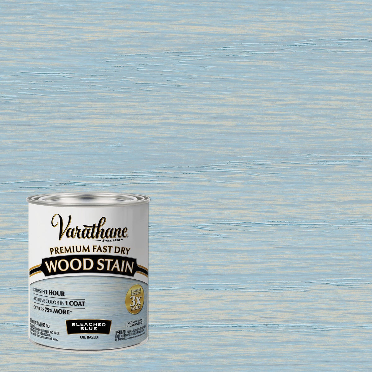 Varathane Fast Dry Bleached Blue Urethane Modified Alkyd Interior Wood Stain, 1 Qt.