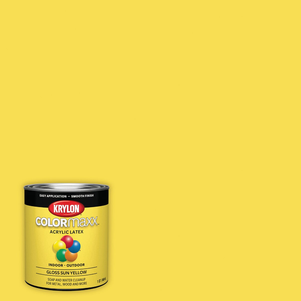 Krylon ColorMaxx Gloss Interior/Exterior Wall Paint, Sun Yellow, 1 Qt.
