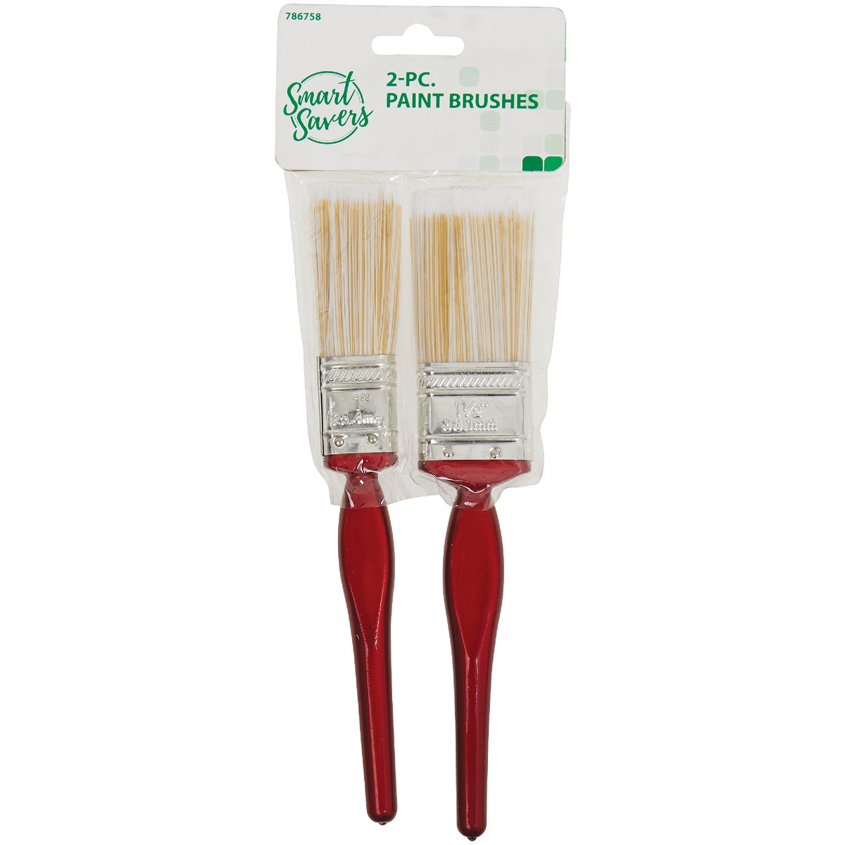 Smart Savers 1 In. Flat, 1-1/2 In. Flat Polyester Assorted Paint Brush Set (2-Pack)