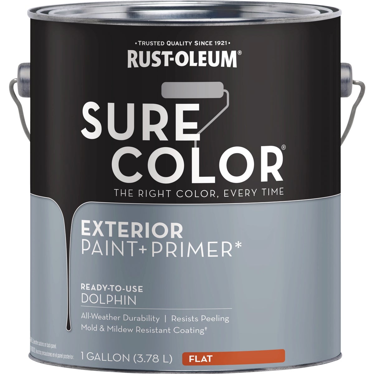 Rust-Oleum Sure Color Exterior Paint and Primer, Dolphin, Flat, 1 Gal