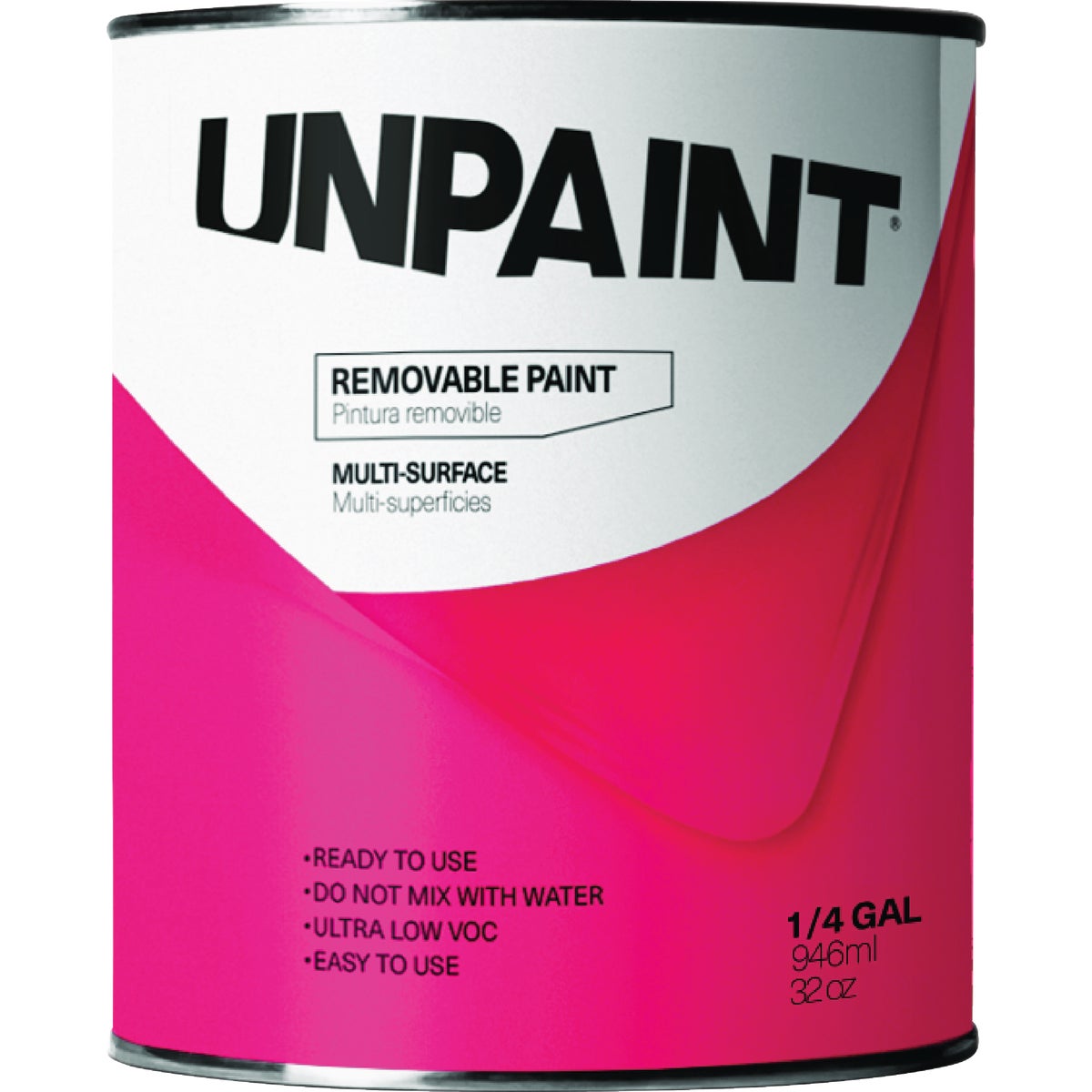 Unpaint Removable Water Base Matte Interior Wall Paint, Clear Base, 1 Qt.