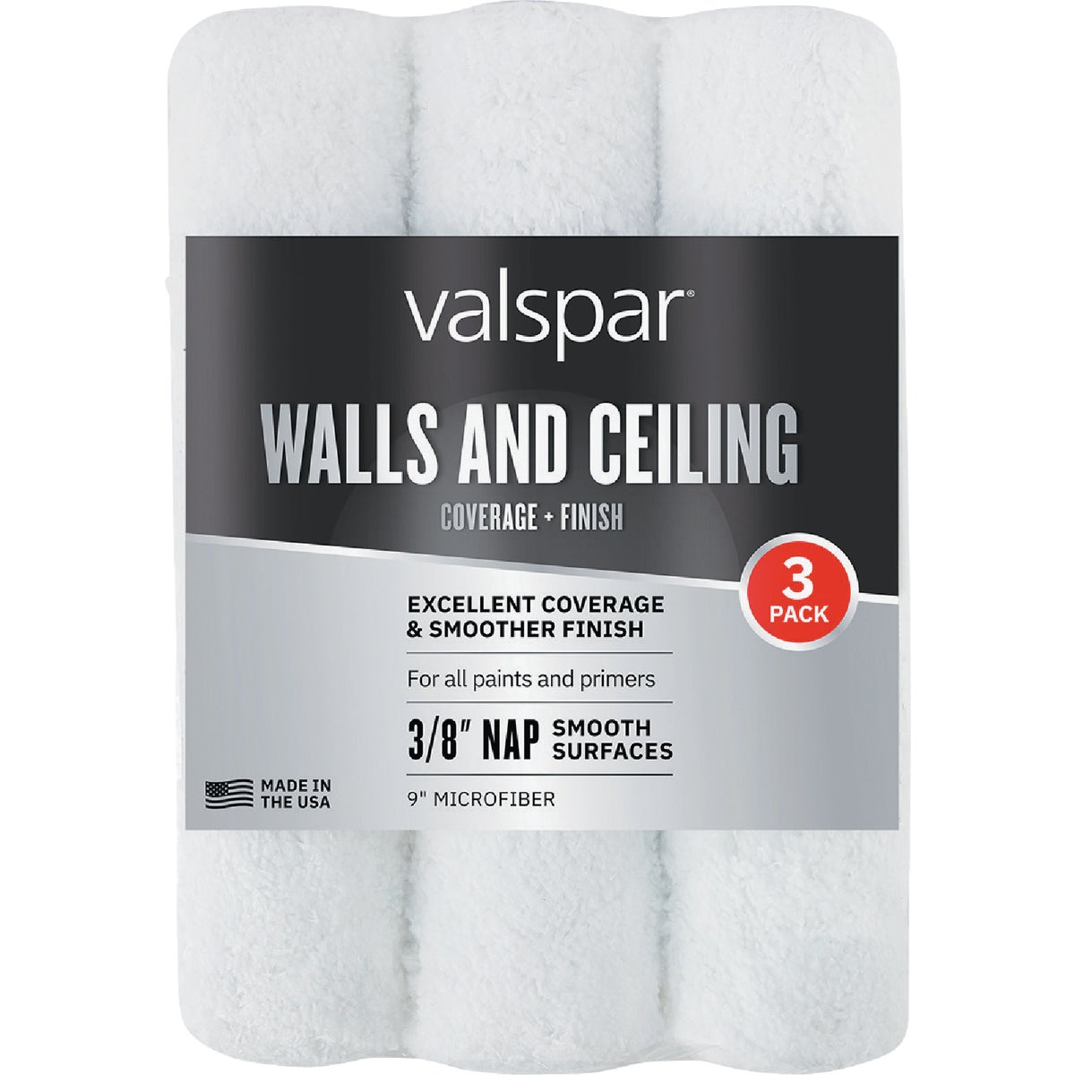 Valspar 9 In. Microfiber Walls & Ceilings Roller Covers (3-Pack)