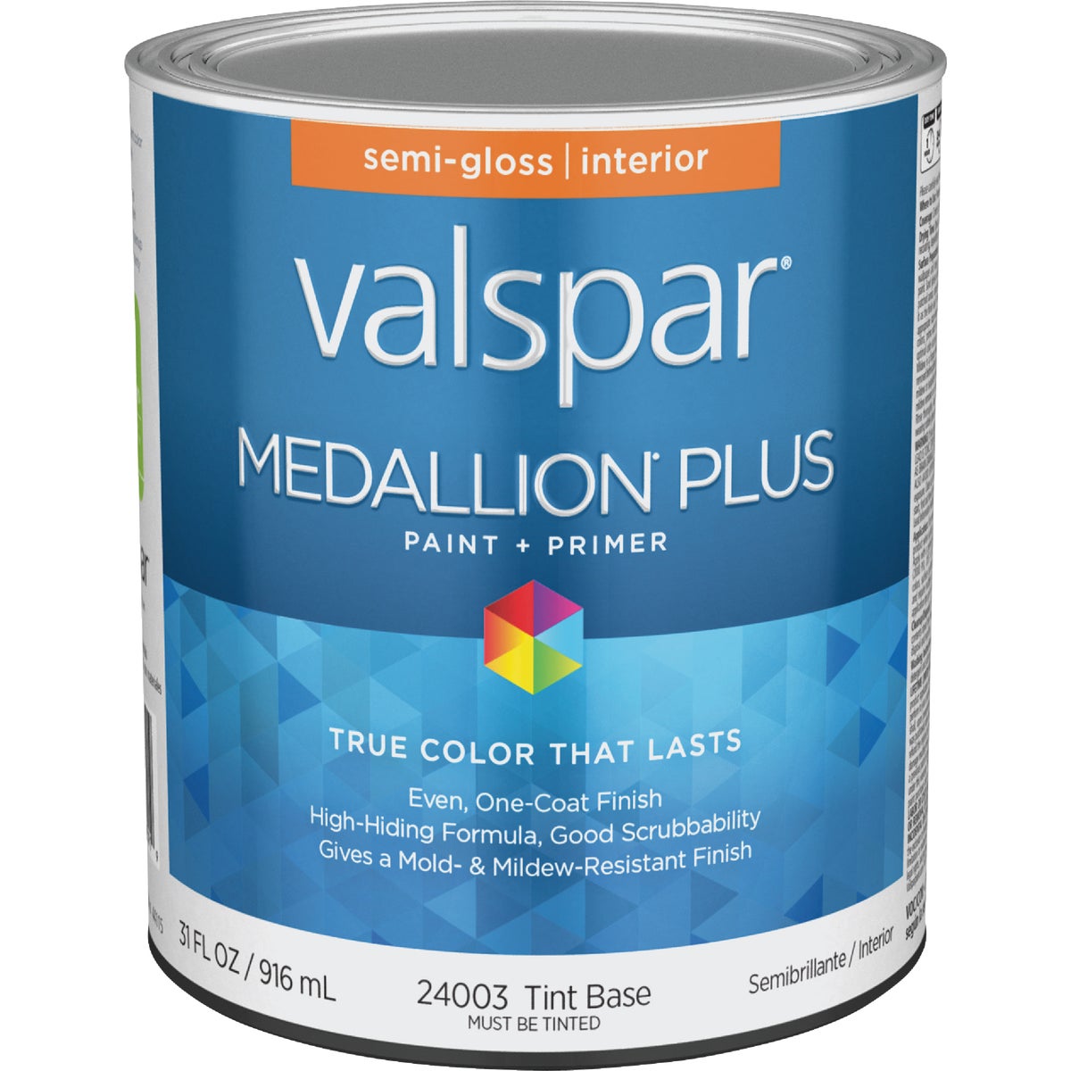  Valspar Medallion Plus Premium Paint & Primer Semi-Gloss Interior Paint, Tint Base, 1 Qt.