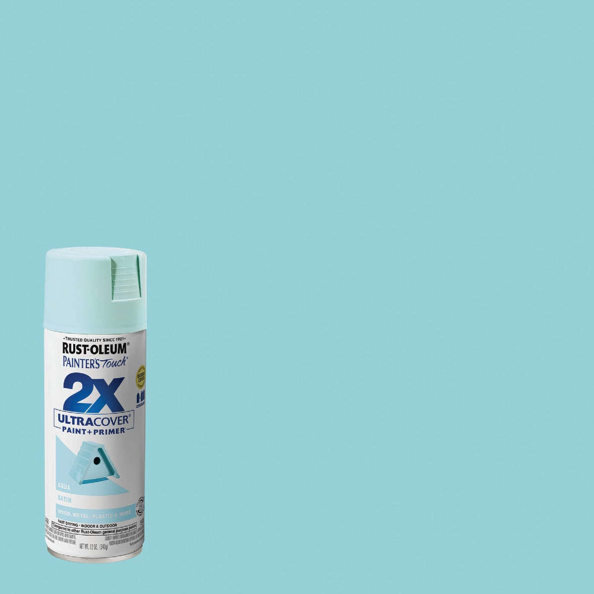 Rust-Oleum Painter's Touch 2X Ultra Cover 12 Oz. Satin Paint + Primer Spray Paint, Aqua