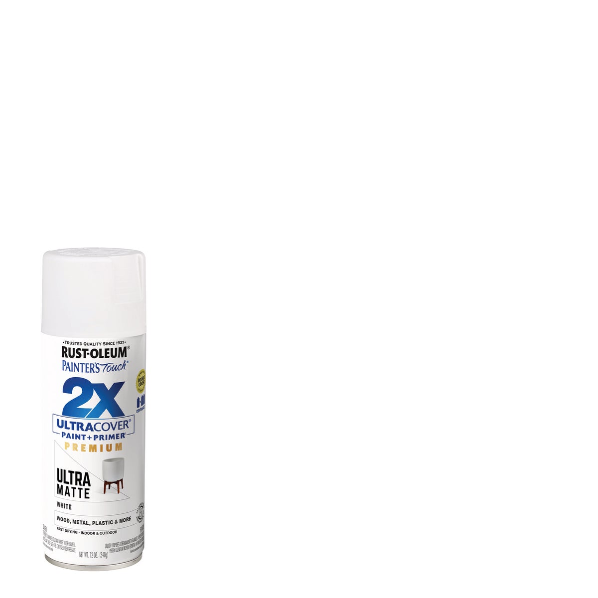 Rust-Oleum Painter's Touch 2X Ultra Cover 12 Oz. Ultra Matte Paint + Primer Spray Paint, White