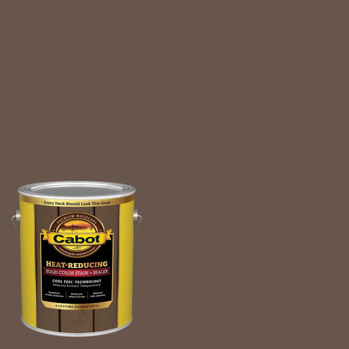 Cabot Heat-Reducing Solid Color Stain + Sealer with Cool Feel Technology, Cashmere Brown, 1 Gallon